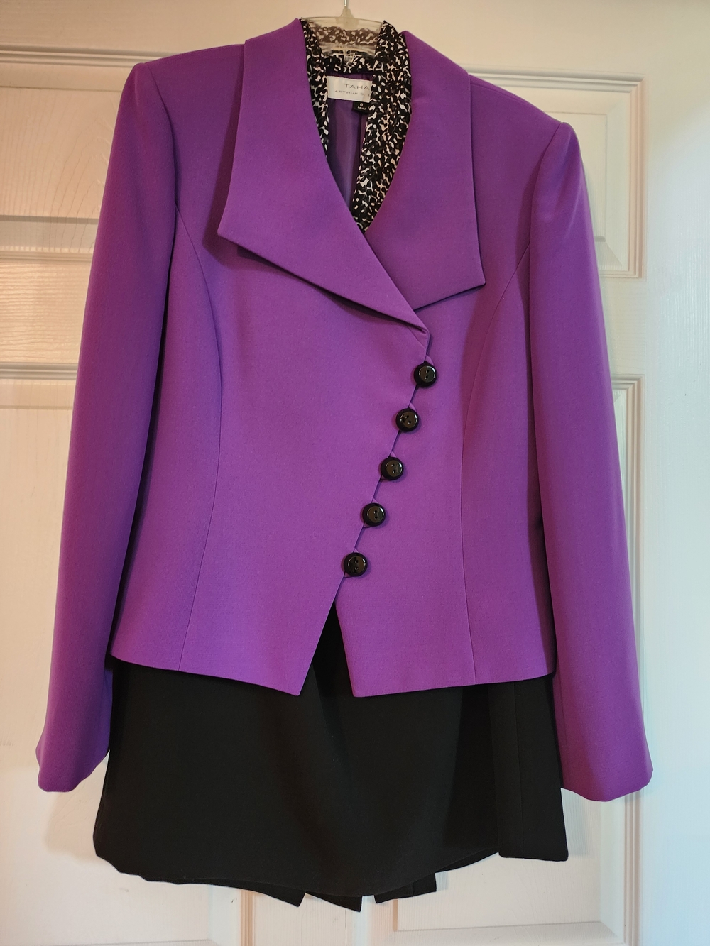 Elegant Purple Suit. Women's Blazer With Black Skirt